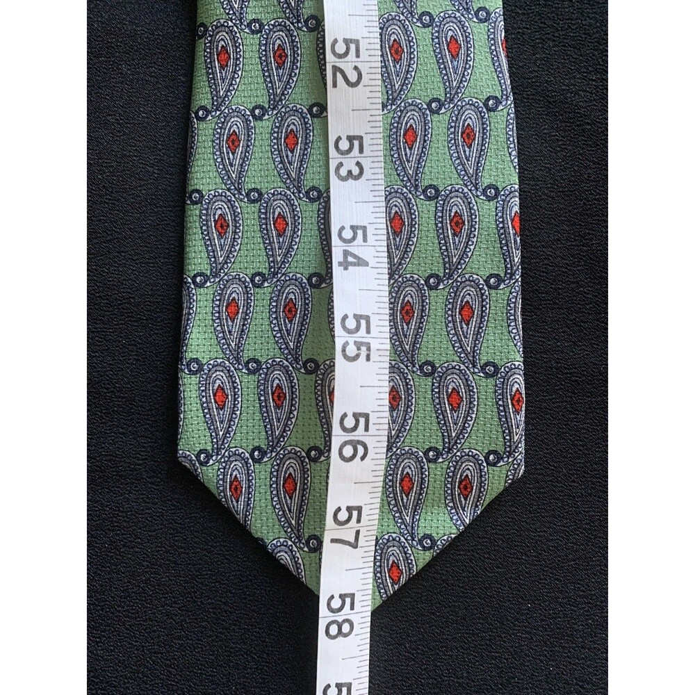 Vtg 80s 90s Tom James Silk Neck Tie Textured Mint Green Red Paisley Designer NOS - Picture 7 of 9